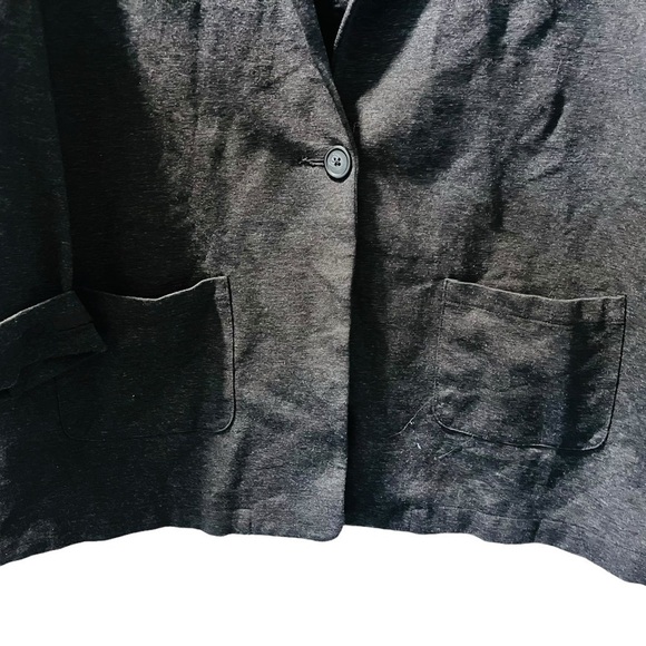 Garnet Hill Knit Relaxed Dark Grey Heathered Blazer Pockets Women's Size 16 - Picture 4 of 6